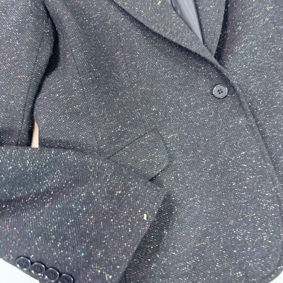 Talbots Jacket Womens 12 Black Stardust Pattern Long-Sleeve Notch Lapel Blazer F - Picture 2 of 9